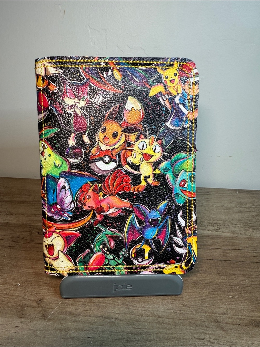 Pokemon Multicolor Character Print Black Passport Wallet Cover